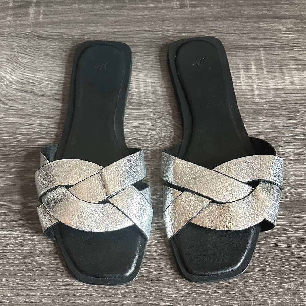 H&M Women's Metallic Silver Sandals